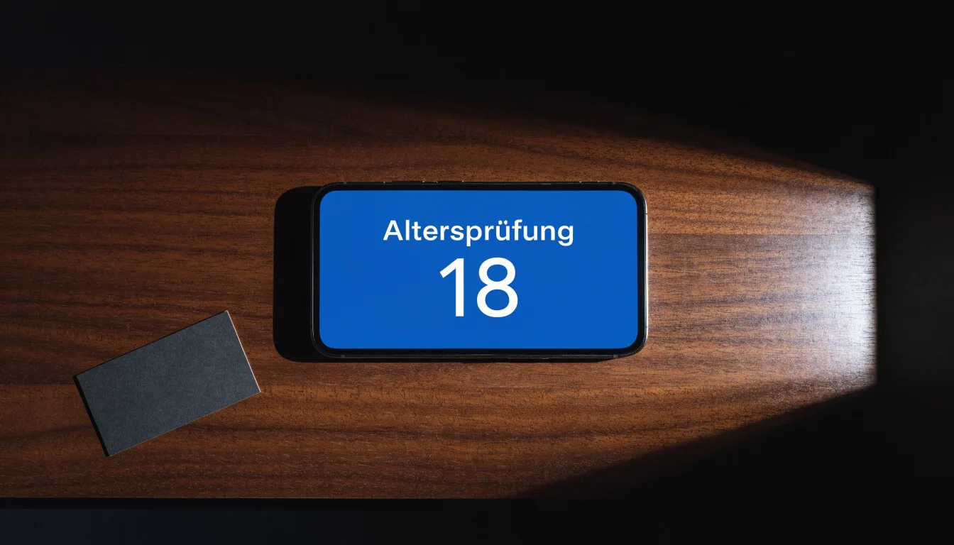 Eine Waage mit zwei leeren Schalen aus Messing steht auf einem Tisch, das Licht einer Stehlampe fällt von rechts.