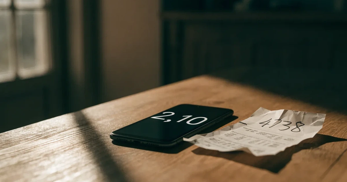 Mehrere Smartphones unterschiedlicher Größe liegen nebeneinander auf einem Holztisch, die Bildschirme sind dunkel.