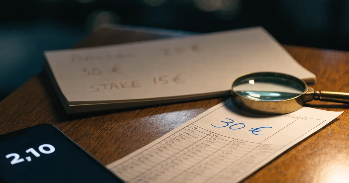 Eine Lupe liegt über einem leeren Blatt Papier neben einem Bleistift und einem Taschenrechner auf einem Schreibtisch.