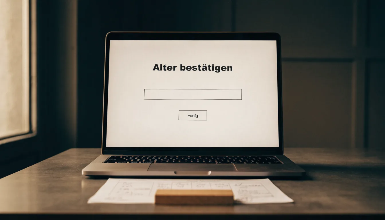 Ein hölzerner Richterhammer liegt auf einem dunklen Pult neben einem Messinggewicht, im Hintergrund ein unscharfes Bücherregal.