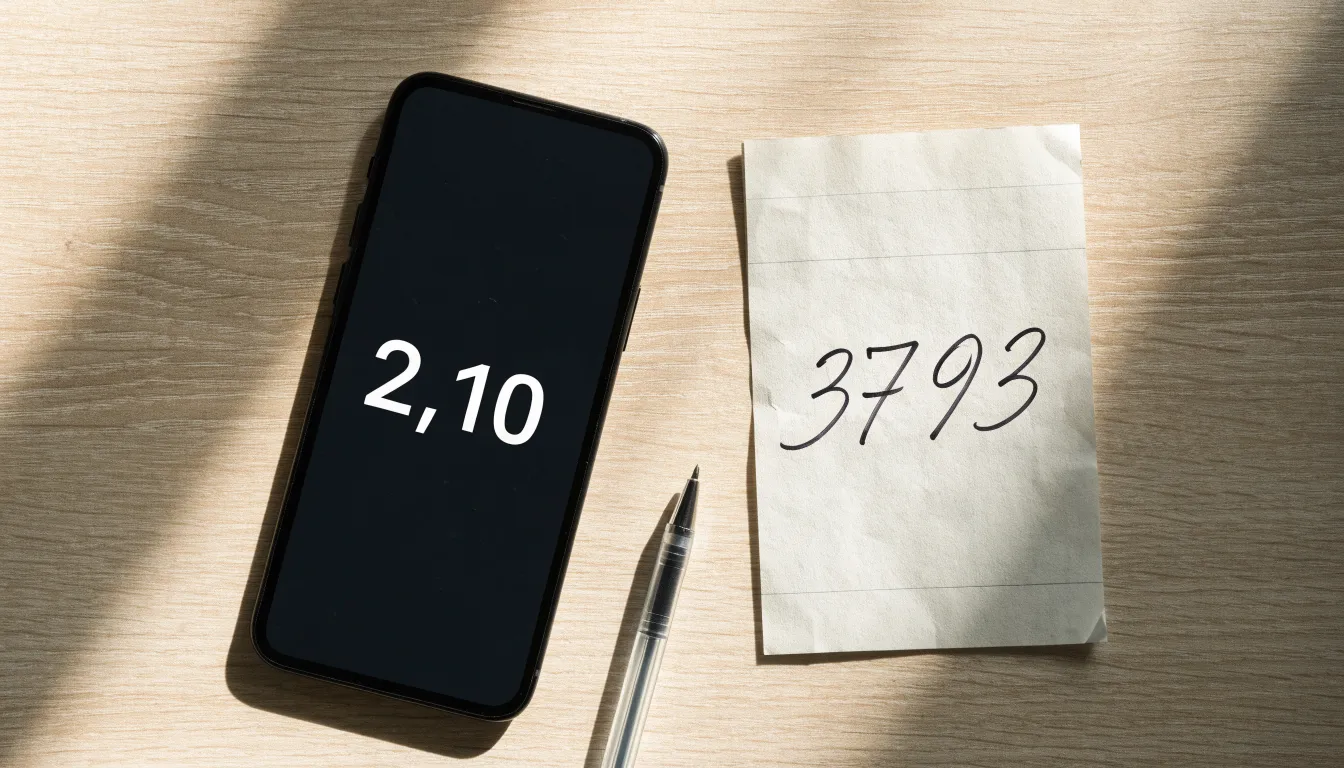 Ein Smartphone mit dunklem Display liegt neben einem leeren Papier-Wettschein und einem Stift auf einem Holztisch.