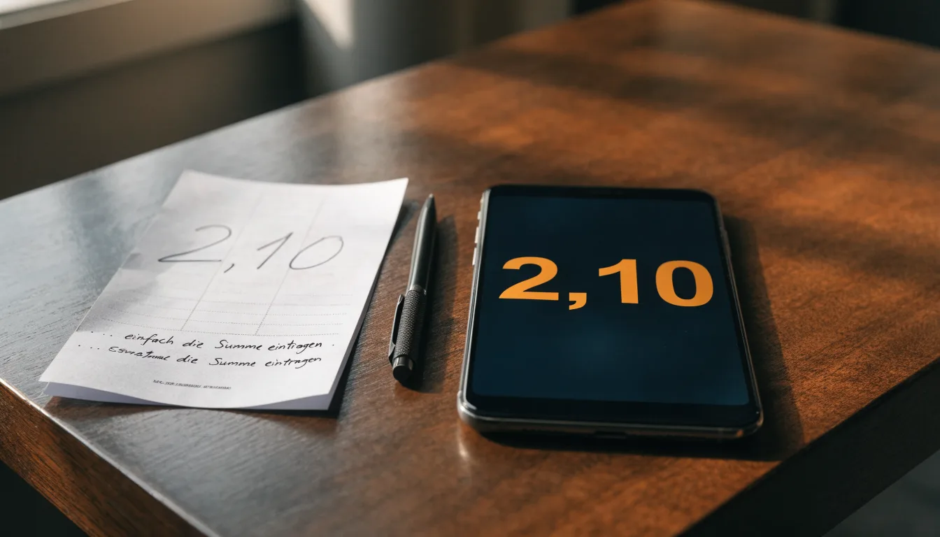 Ein Smartphone liegt mit dunklem Display neben einem leeren Papier-Wettschein und einem Stift auf einem Holztisch.